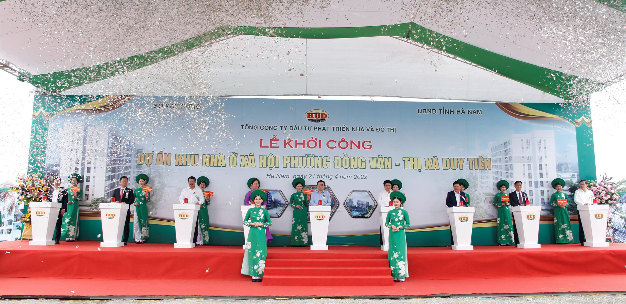 Groundbreaking ceremony for modern social housing area of ​​564 apartments in Ha Nam - Photo 1.