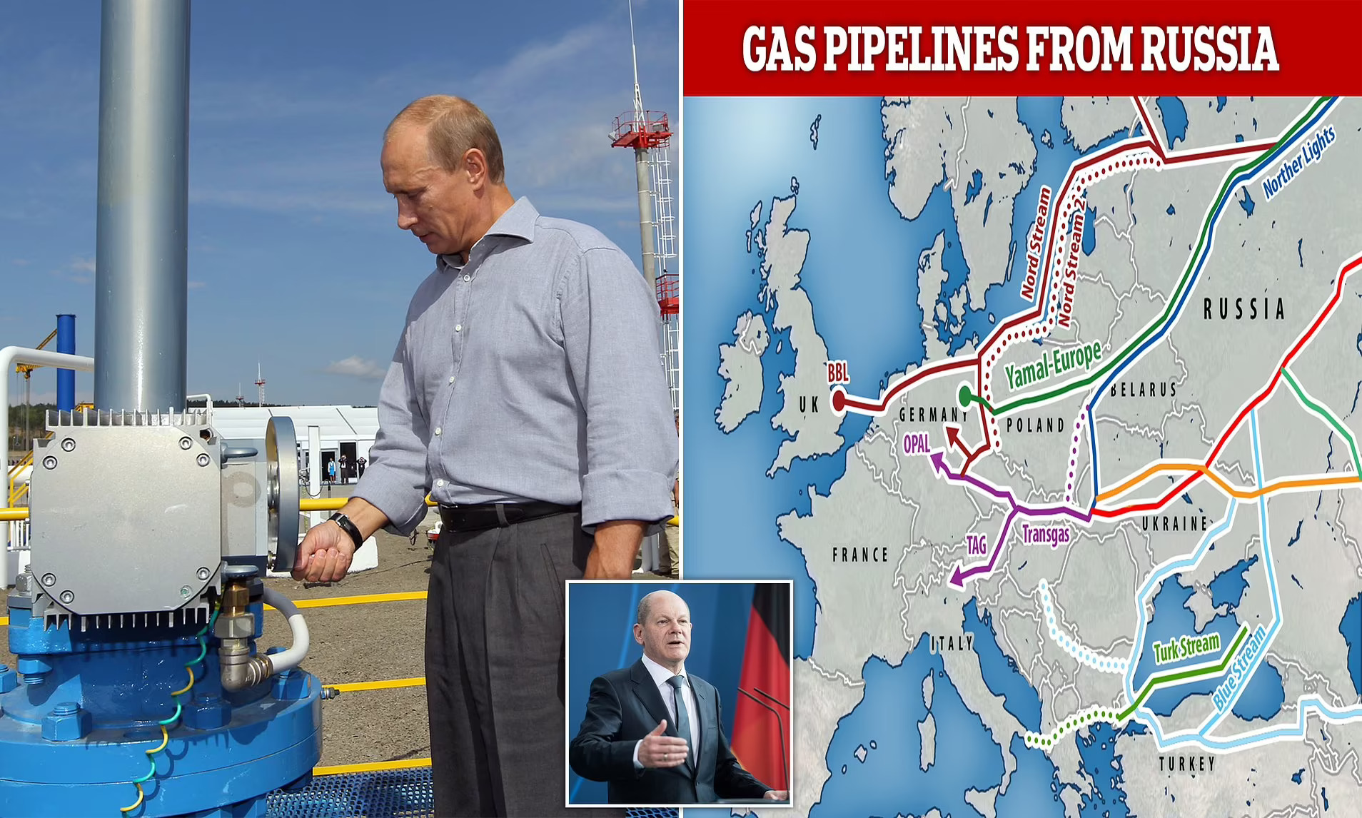 Moscow đang thực hiện rõ nét lời đe dọa ngừng cung cấp khí đốt cho các quốc gia từ chối yêu cầu mới của Tổng thống Vladimir Putin về việc thanh toán nhiên liệu bằng đồng rúp. Ảnh: @AFP.