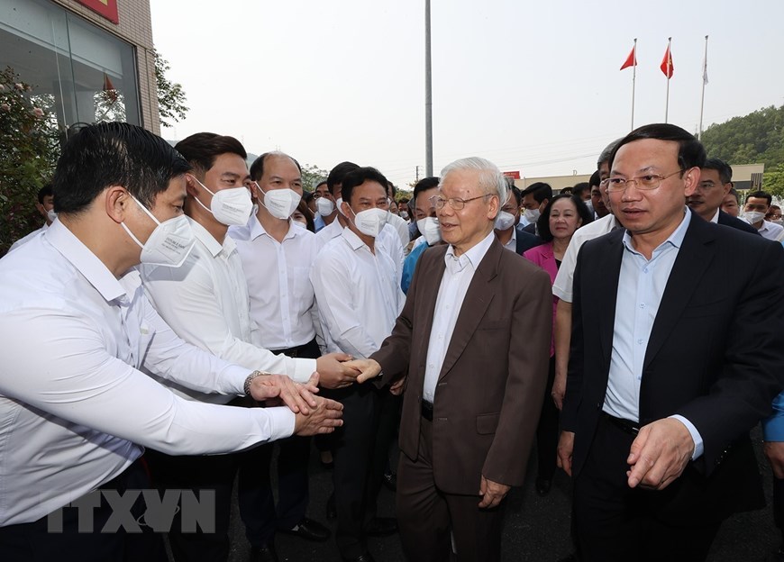 Hình ảnh Tổng Bí thư Nguyễn Phú Trọng thăm Công ty cổ phần than Vàng Danh - Ảnh 1.