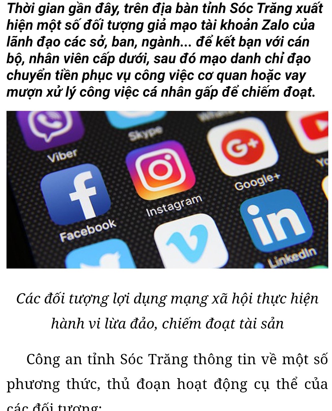 Sóc Trăng: Cảnh báo thủ đoạn giả mạo tài khoản mạng xã hội của lãnh đạo để chiếm đoạt tài sản - Ảnh 2.