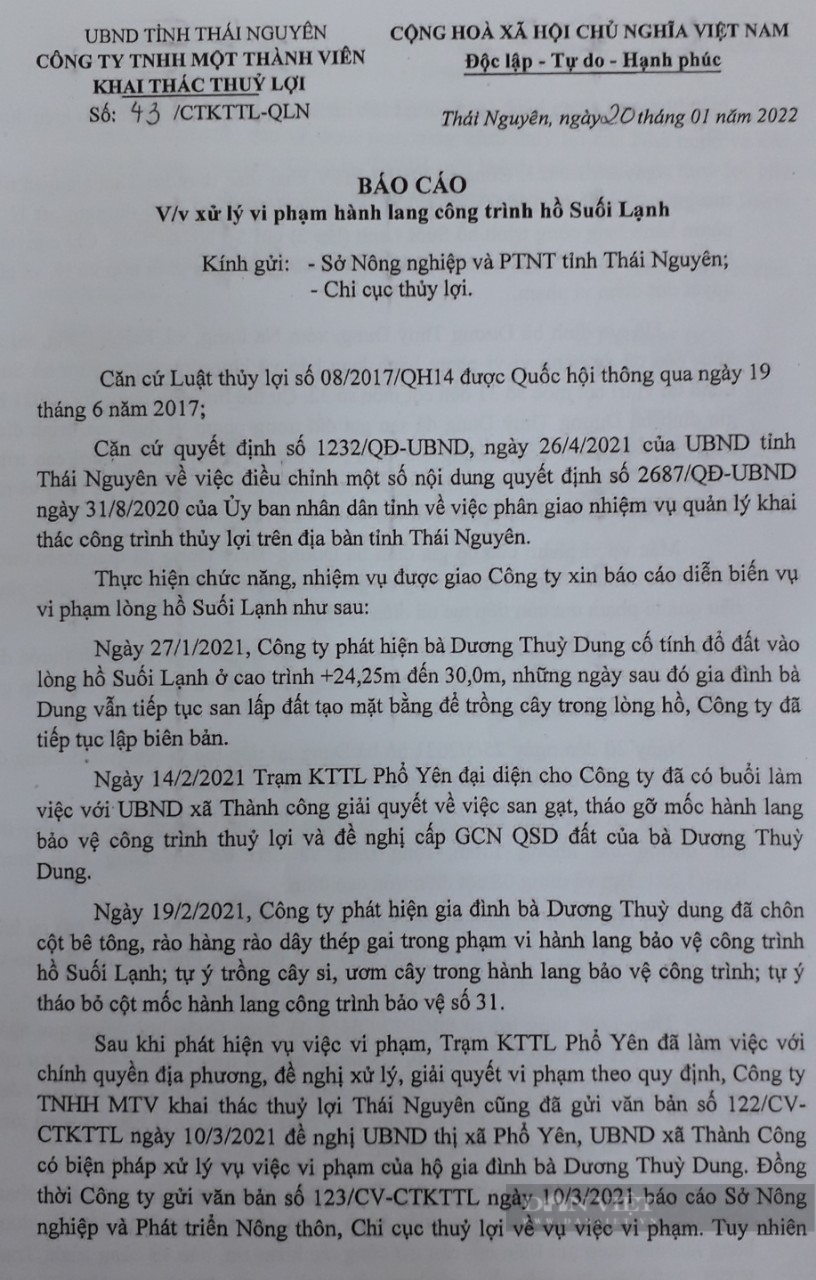 Thái Nguyên: Những sai phạm tại hồ Suối Lạnh khi nào mới được xử lý? - Ảnh 2.