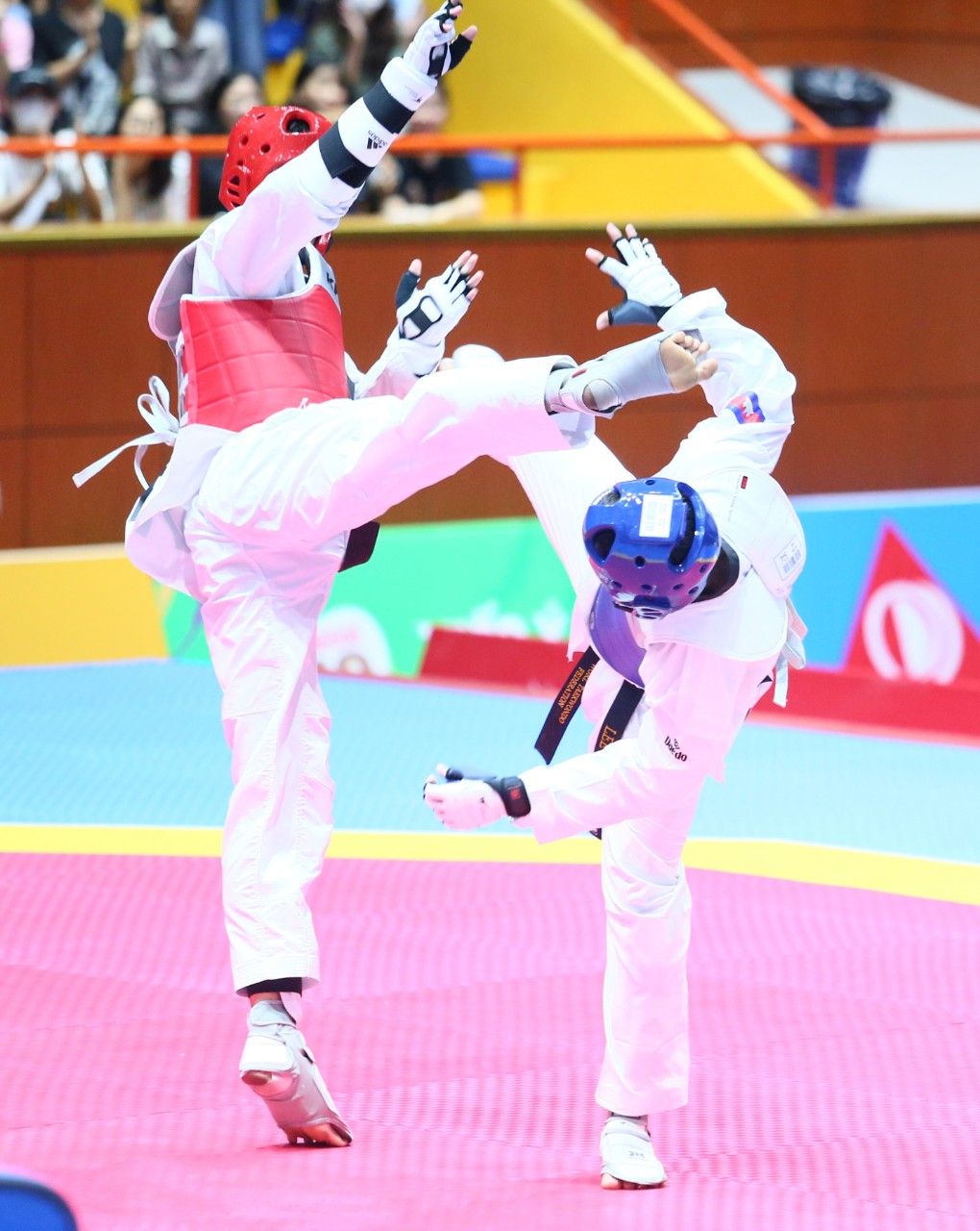 Xem khoảnh khắc võ sĩ Taekwondo Việt Nam đá gục đối thủ trên sàn đấu - Ảnh 2.