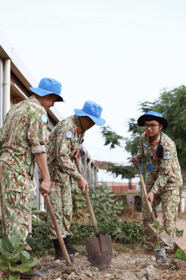Chiến sĩ mũ nồi xanh trồng cây ở Bentiu mừng sinh nhật Bác - Ảnh 2.