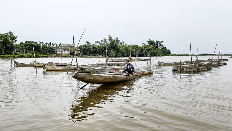 Sáng chế ra lồng thuyền, nông dân Quảng Trị nuôi cá trên sông Ô Giang không lo nước lũ &quot;cướp cá&quot; - Ảnh 1.