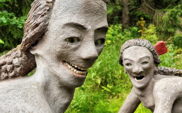 Scary park with hundreds of statues with real human teeth