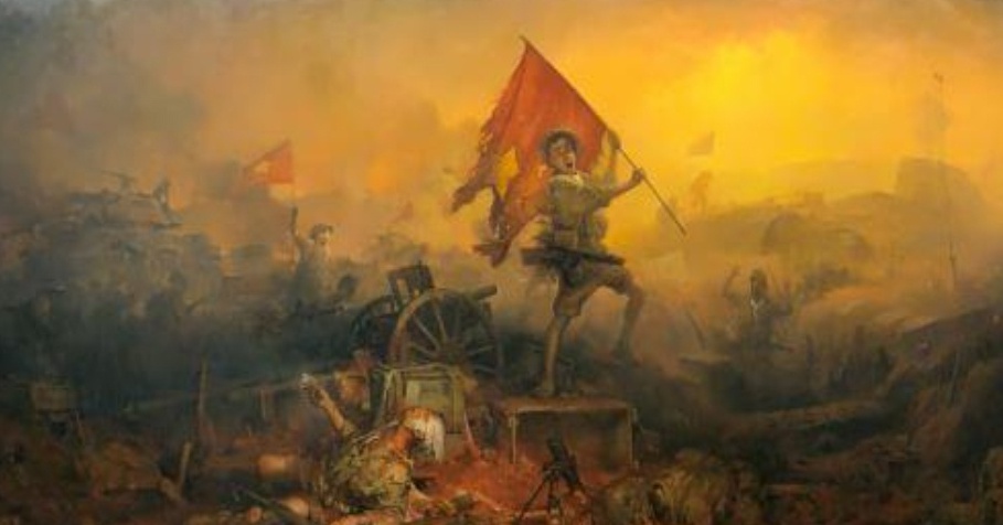 The painting “soldier holding a torn flag” at the Dien Bien Phu painting exhibition caused fierce controversy