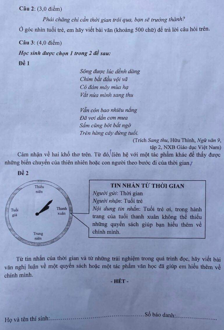 Gợi ý đáp án đề thi môn Văn kỳ thi tuyển sinh lớp 10. - Ảnh 2.