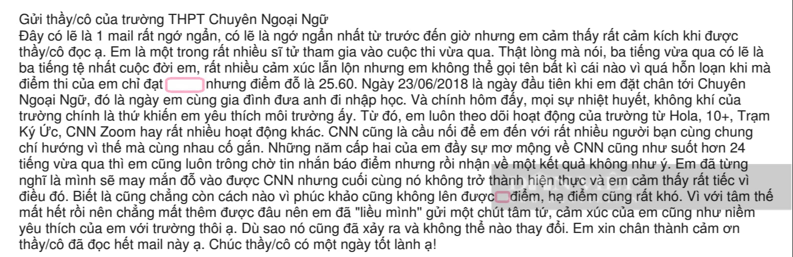 Học sinh gửi &quot;tâm thư&quot; vì thi trượt vào lớp 10, thầy hiệu trưởng ở Hà Nội có phản ứng bất ngờ - Ảnh 1.