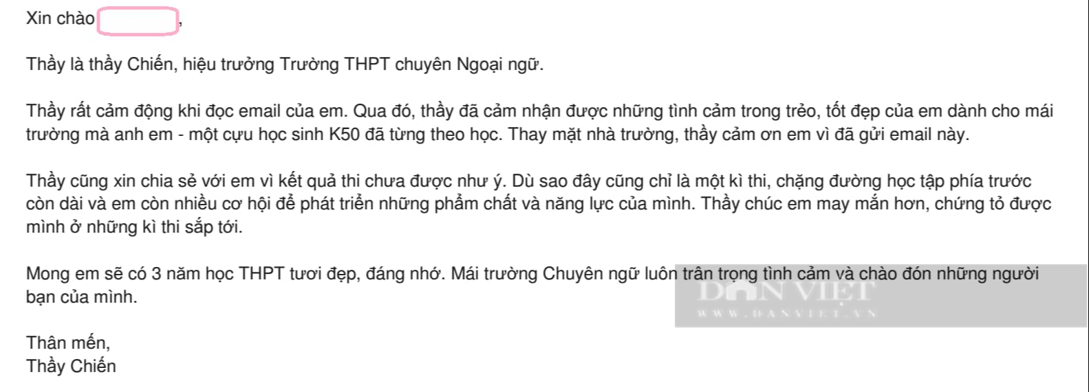 Học sinh gửi &quot;tâm thư&quot; vì thi trượt vào lớp 10, thầy hiệu trưởng ở Hà Nội có phản ứng bất ngờ - Ảnh 3.