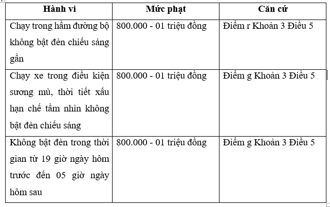 Không bật đèn chiếu sáng đúng quy định bị phạt thế nào? - Ảnh 1.