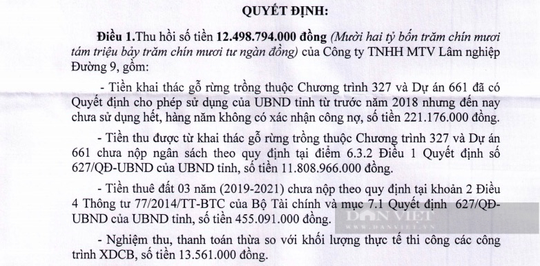 Quảng Trị: Một công ty lâm nghiệp bị thu hồi gần 12,5 tỷ đồng - Ảnh 2.