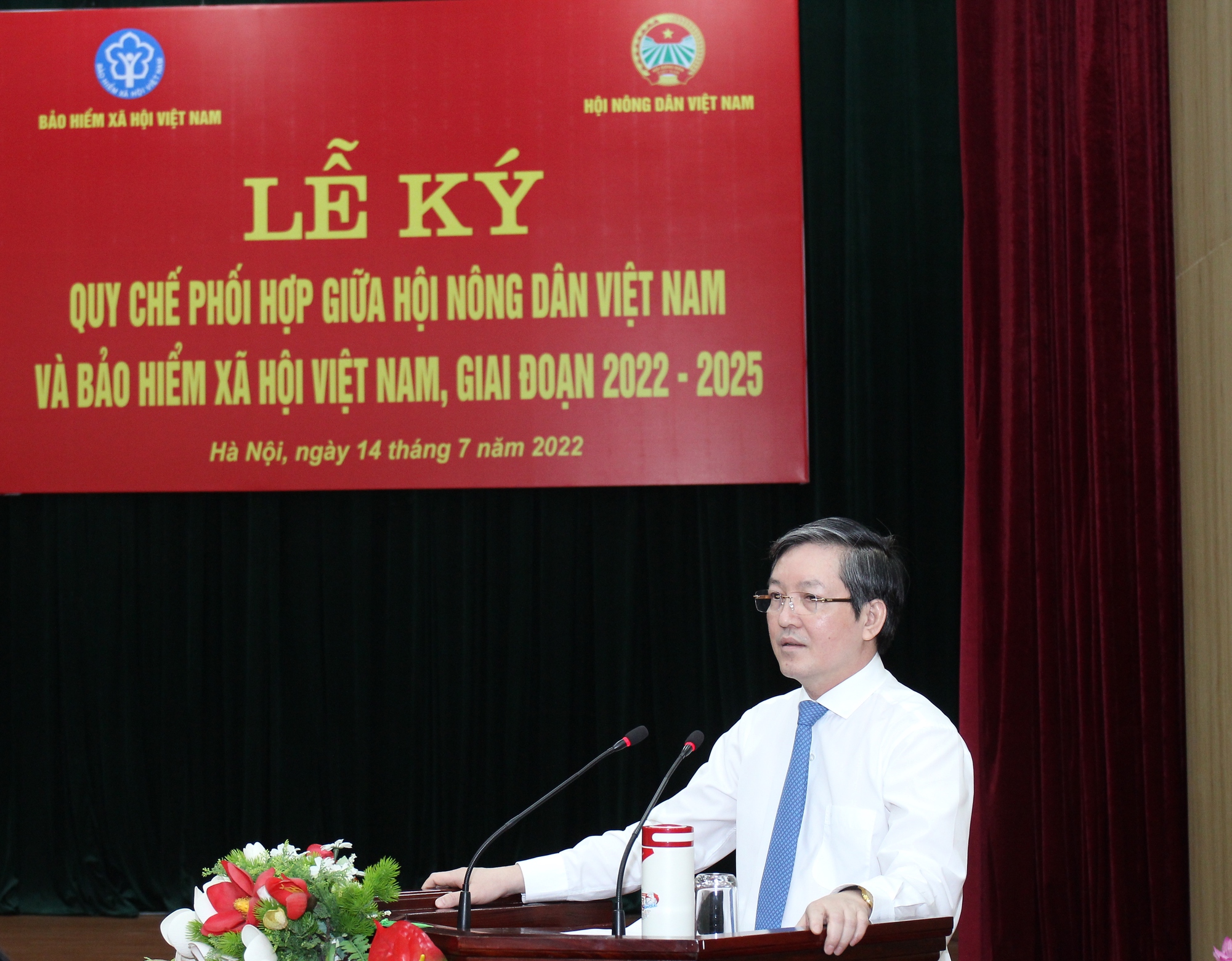 Chủ tịch Hội Nông dân Việt Nam Lương Quốc Đoàn phát biểu tại buổi lễ. Ảnh: Đức Quảng