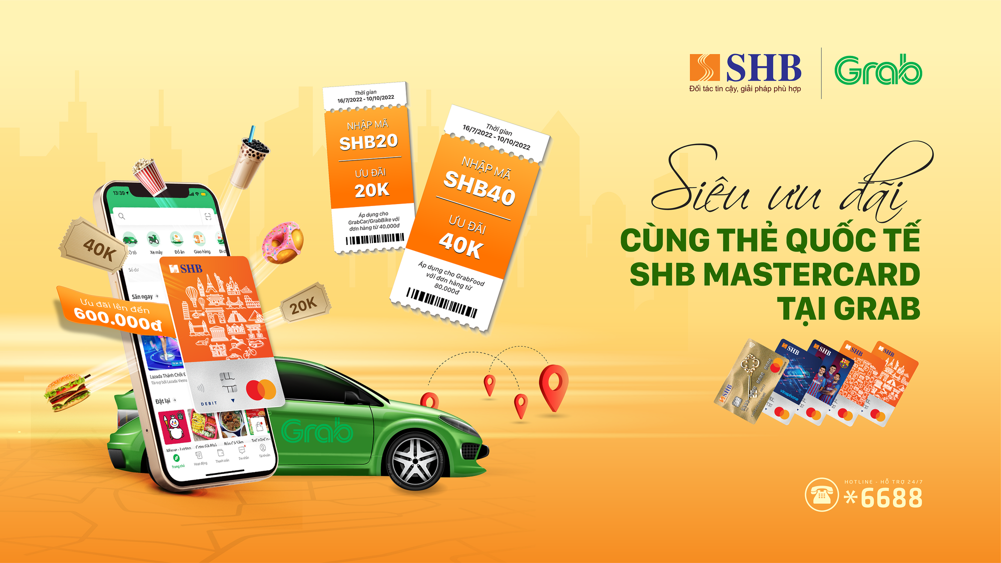 Giảm giá lên tới 600.000 đồng cho chủ thẻ quốc tế SHB MasterCard khi sử dụng Grab - Ảnh 1.