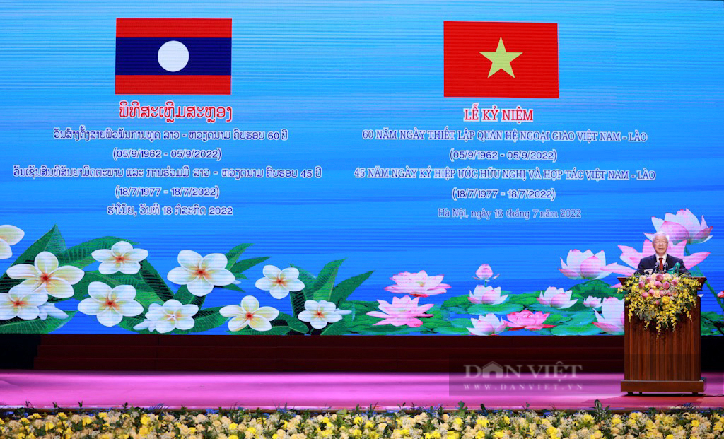 Hình ảnh Tổng Bí thư Nguyễn Phú Trọng dự Lễ kỷ niệm 60 năm quan hệ Việt - Lào - Ảnh 1.