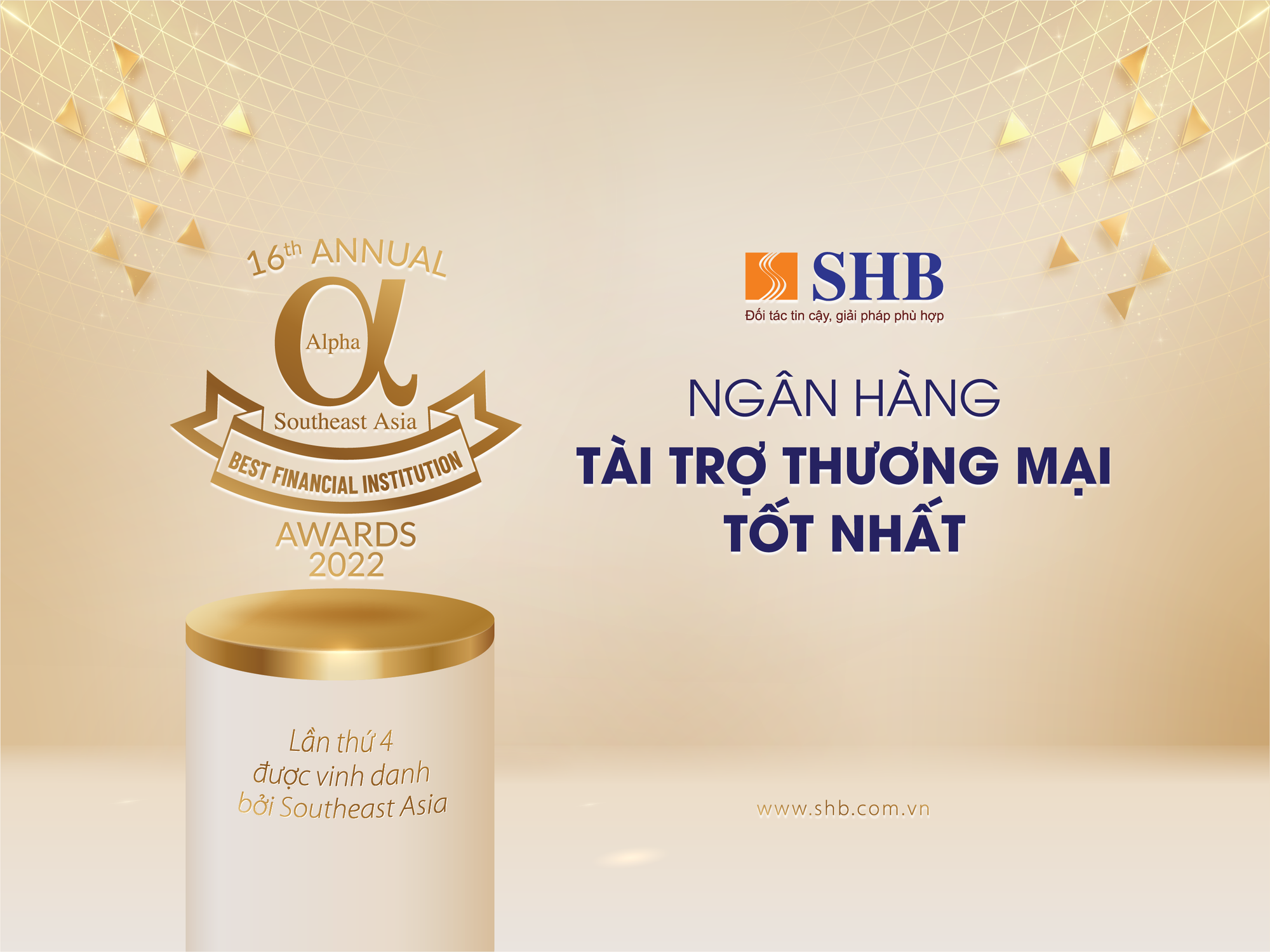 4 năm liên tiếp, Alpha Southeast Asia vinh danh SHB là “Ngân hàng Tài trợ Thương mại tốt nhất Việt Nam” - Ảnh 1.