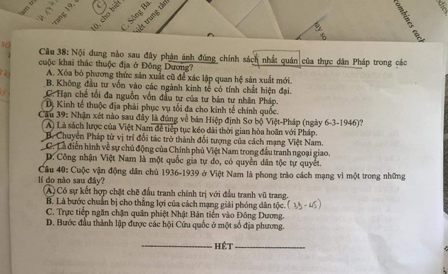 Đề thi môn Lịch sử tốt nghiệp THPT năm 2021 và đáp án tất cả các mã đề - Ảnh 4.