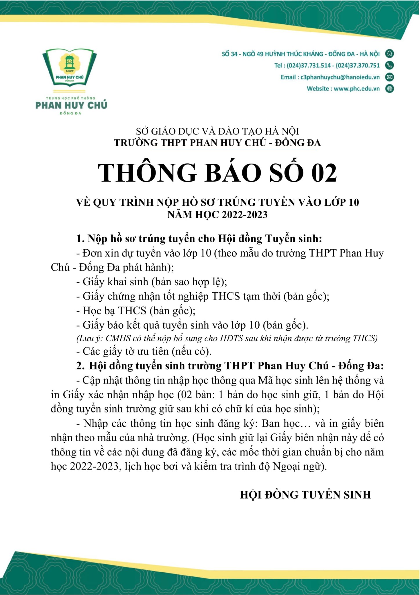 Các trường ở Hà Nội lần lượt công bố điểm chuẩn vào lớp 10 năm 2022  - Ảnh 2.