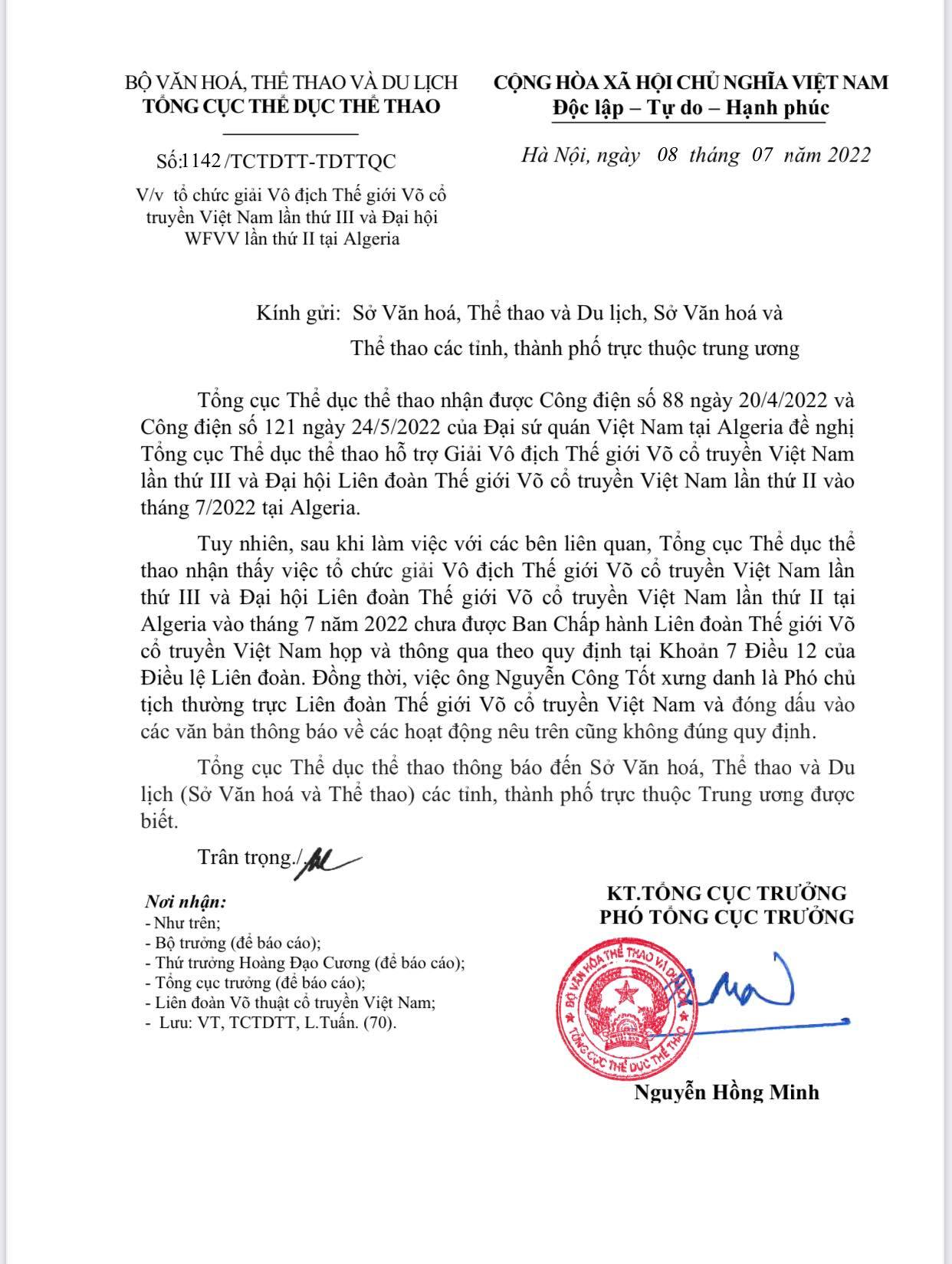 Tổng cục TDTT lên tiếng việc tổ chức Giải VĐTG Võ cổ truyền Việt Nam không đúng quy định - Ảnh 4.