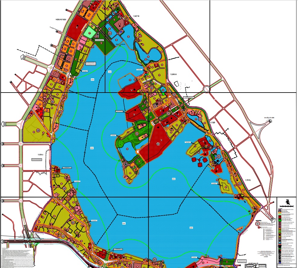Bản đồ Quy hoạch phân khu đô thị khu vực hồ Tây và phụ cận (A6), tỷ lệ 1/2000 (Ảnh: Cổng thông tin quận Tây Hồ)