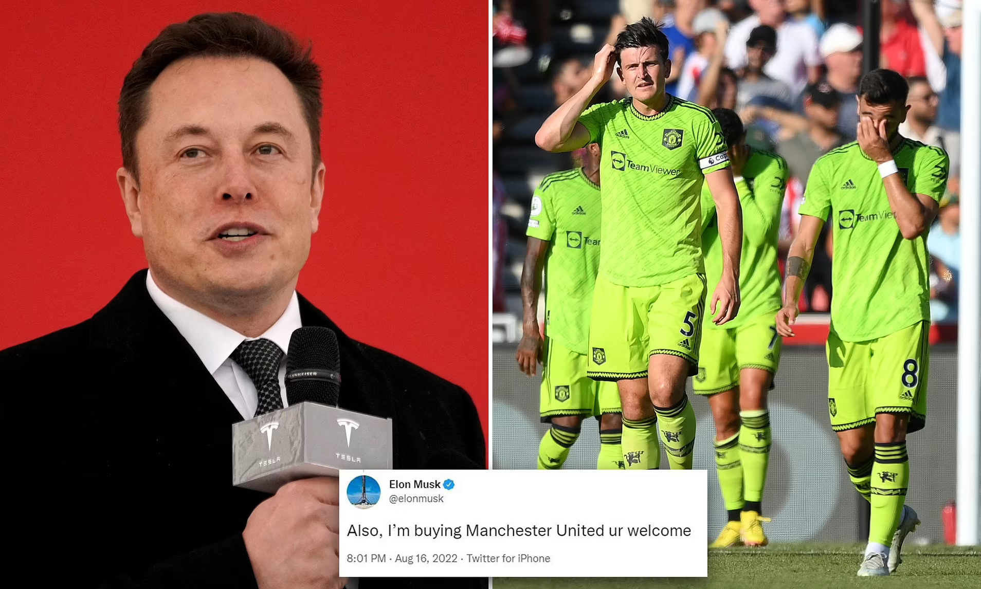 Elon Musk nói rằng, dòng tweet về việc mua Manchester United là một trò đùa. Ảnh: @AFP.