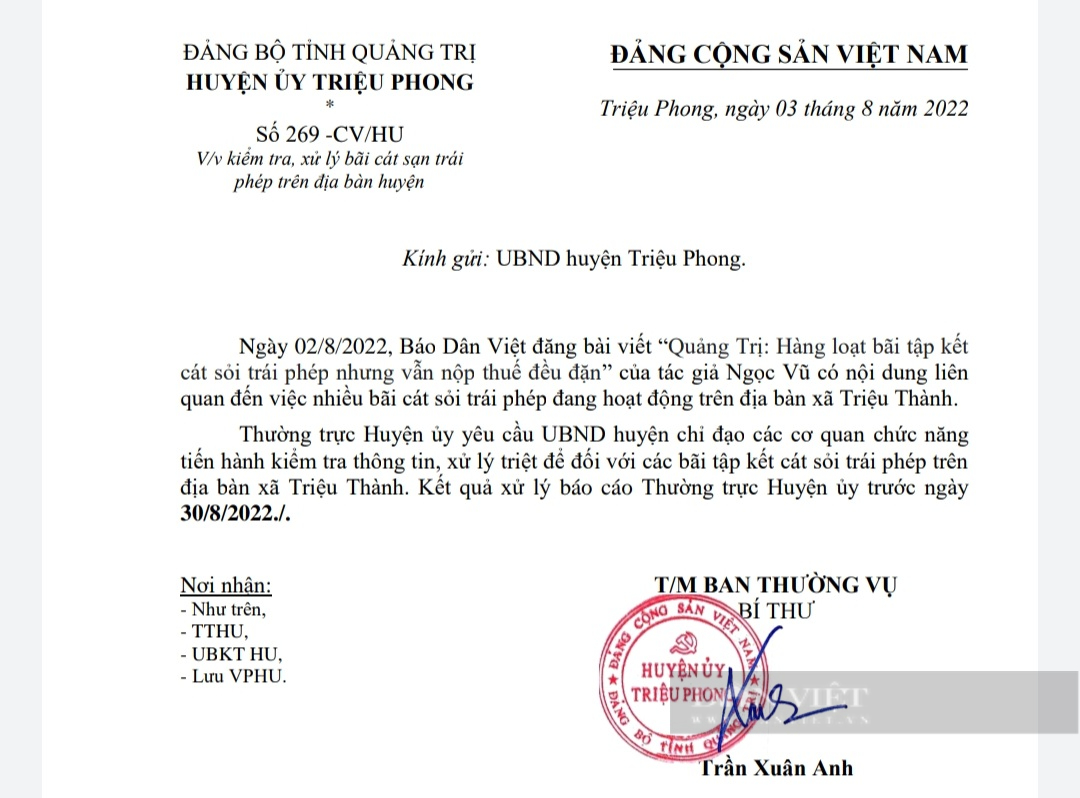 Quảng Trị xử lý hàng loạt bãi tập kết cát, sỏi trái phép sau phản ánh của Báo Dân Việt - Ảnh 2.