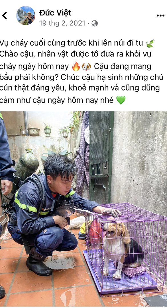 Chia sẻ xúc động về hình ảnh người lính cứu hỏa Đỗ Đức Việt bên chú chó được cứu trước lúc hy sinh - Ảnh 2.