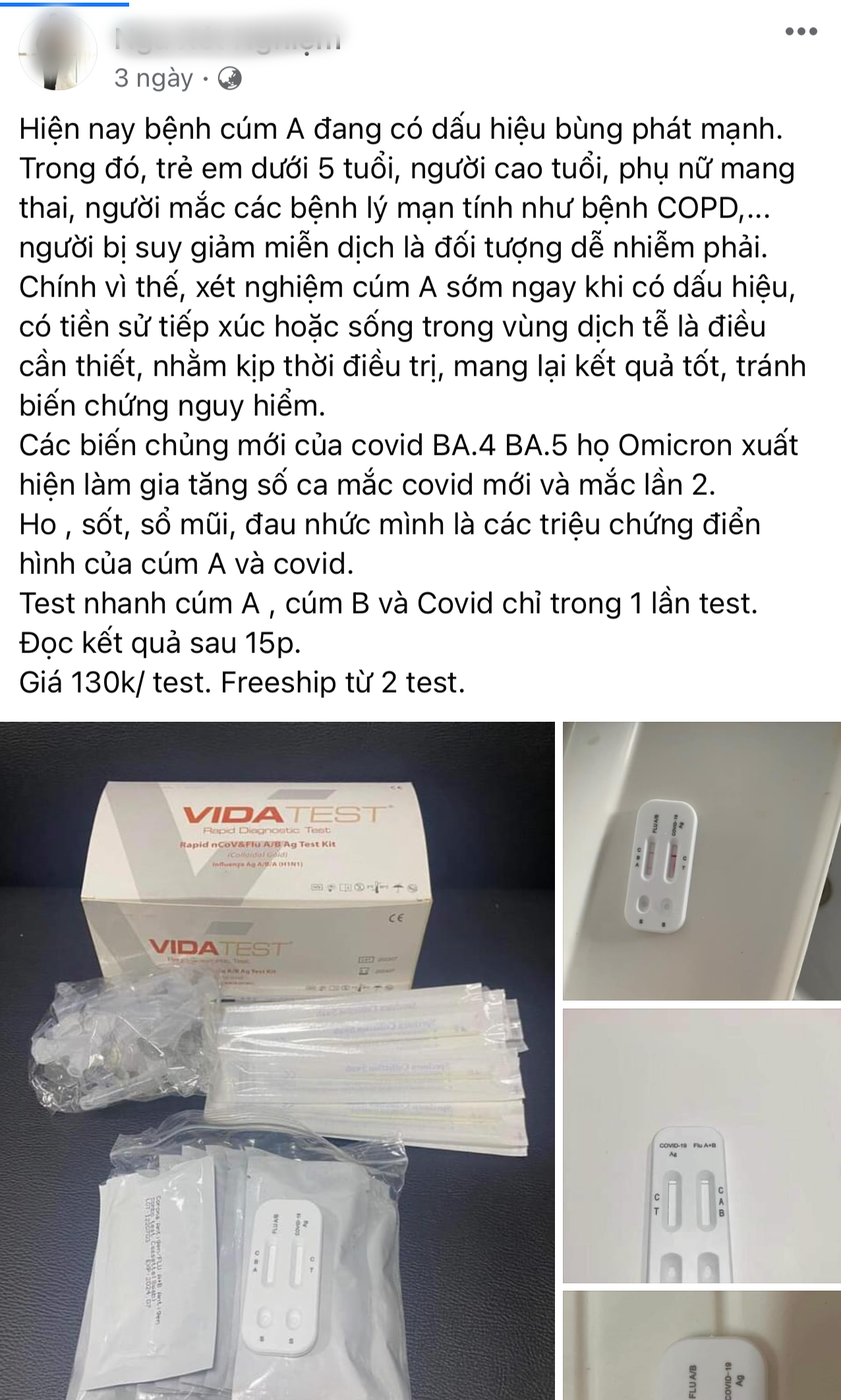 Loạn giá kit test cúm A: Nhà thuốc không bán, trên cõi mạng rầm rộ giá &quot;nhảy múa&quot; - Ảnh 2.