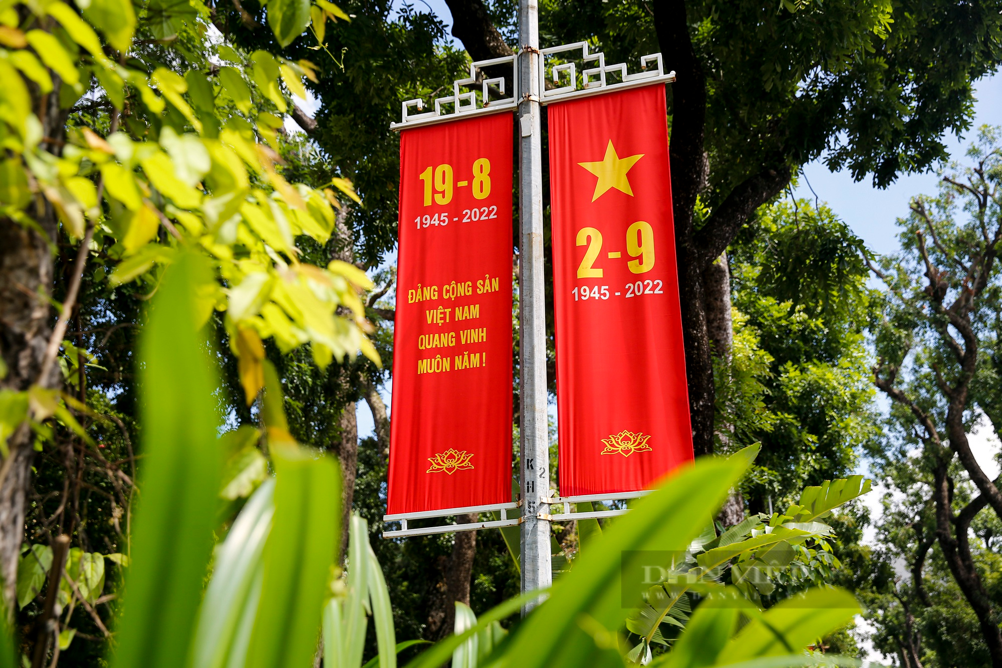 Đường phố Hà Nội rực màu cờ đỏ thắm chào mừng ngày Quốc khánh 2/9 - Ảnh 4.