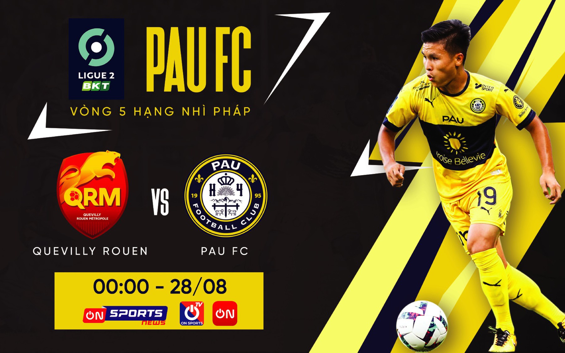 Xem trực tiếp Quevilly vs Pau FC trên kênh nào?