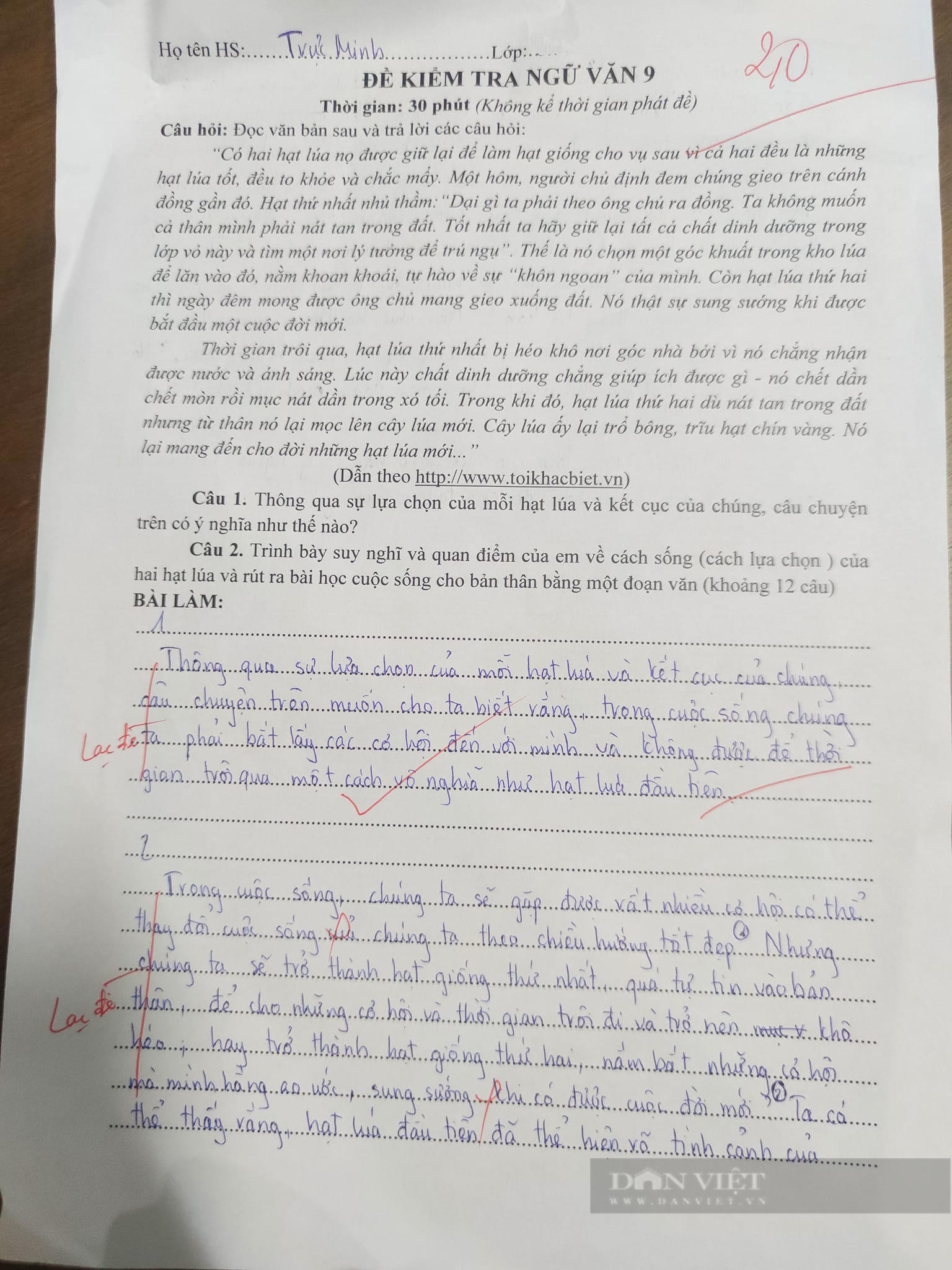 Con trai làm bài Văn bị 2 điểm kèm lời phê &quot;lạc đề&quot;, mẹ đọc xong giật mình - Ảnh 1.