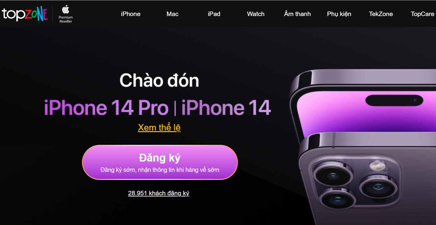 Website TopZone nóng từng giây với gần 30 ngàn lượt đăng ký mua iphone 14 - Ảnh 1.