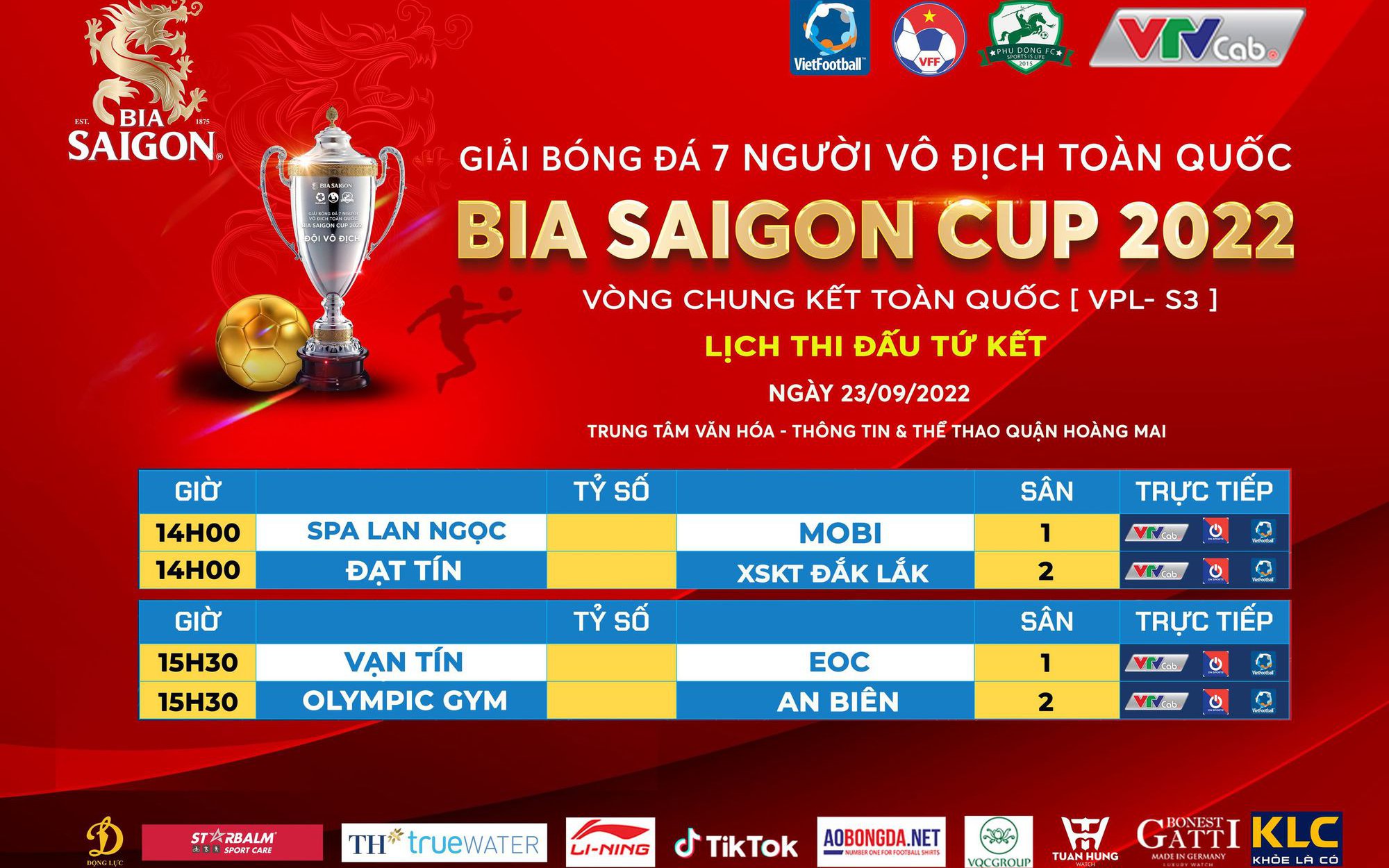 Giải bóng đá 7 người vô địch toàn quốc - Bia Saigon Cup 2022 (VPL3): 150 triệu đồng cho đội vô địch
