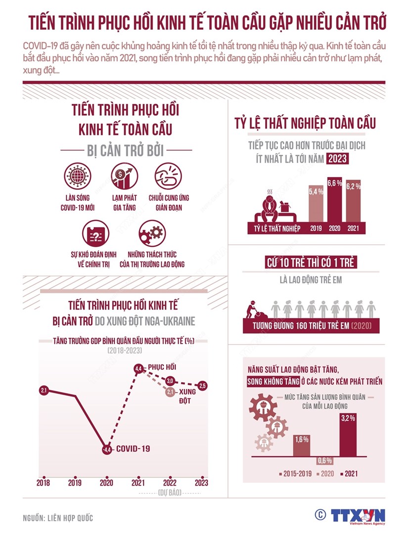 [Inforgraphic] Tiến trình phục hồi kinh tế toàn cầu gặp nhiều cản trở - Ảnh 1.