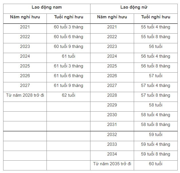 Lộ trình tăng tuổi nghỉ hưu của người lao động đến năm 2035 - Ảnh 1.