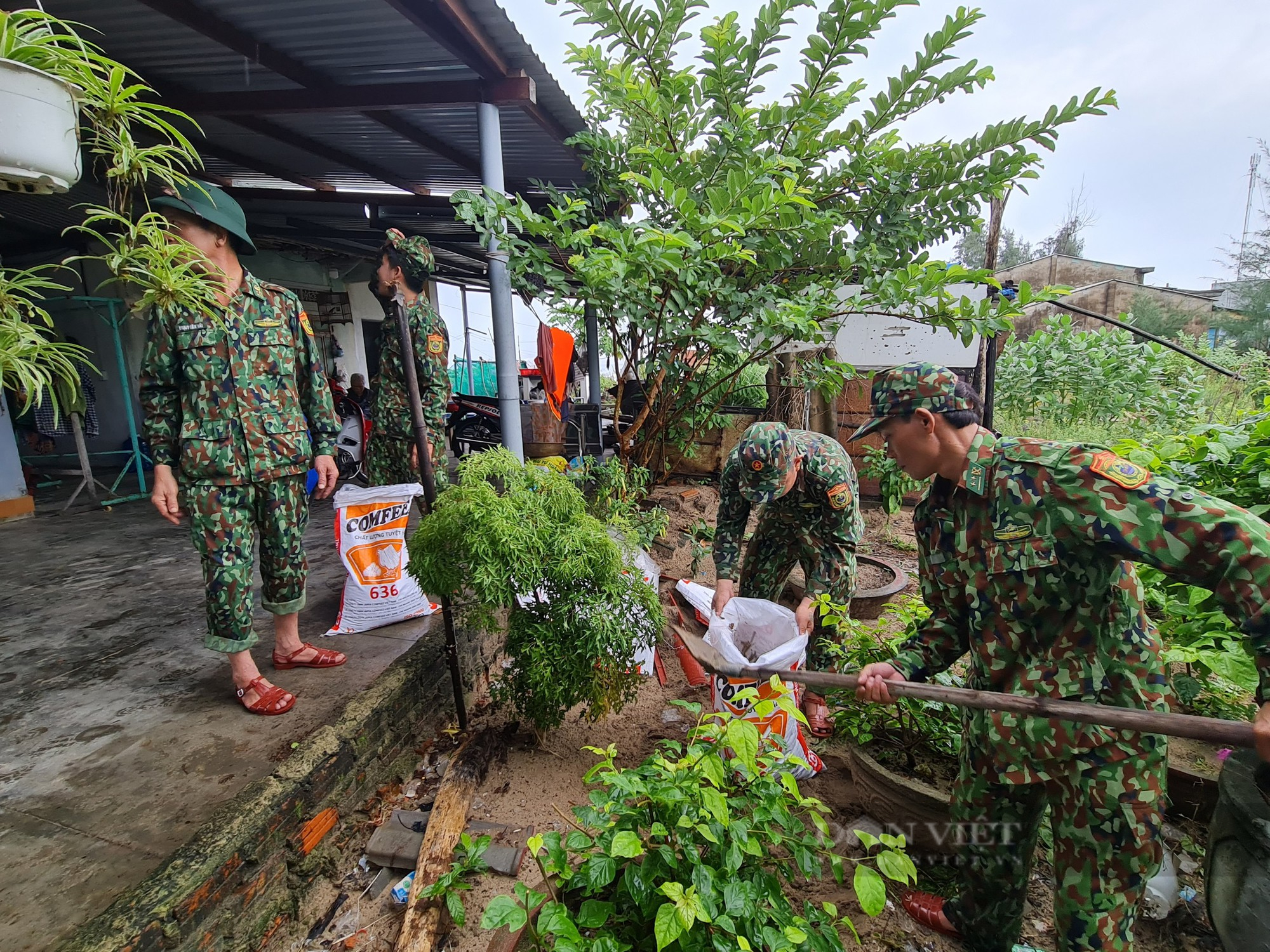 Quảng Nam: Lực lượng xung kích vác từng bao đất giúp dân chằng chống nhà cửa  - Ảnh 3.