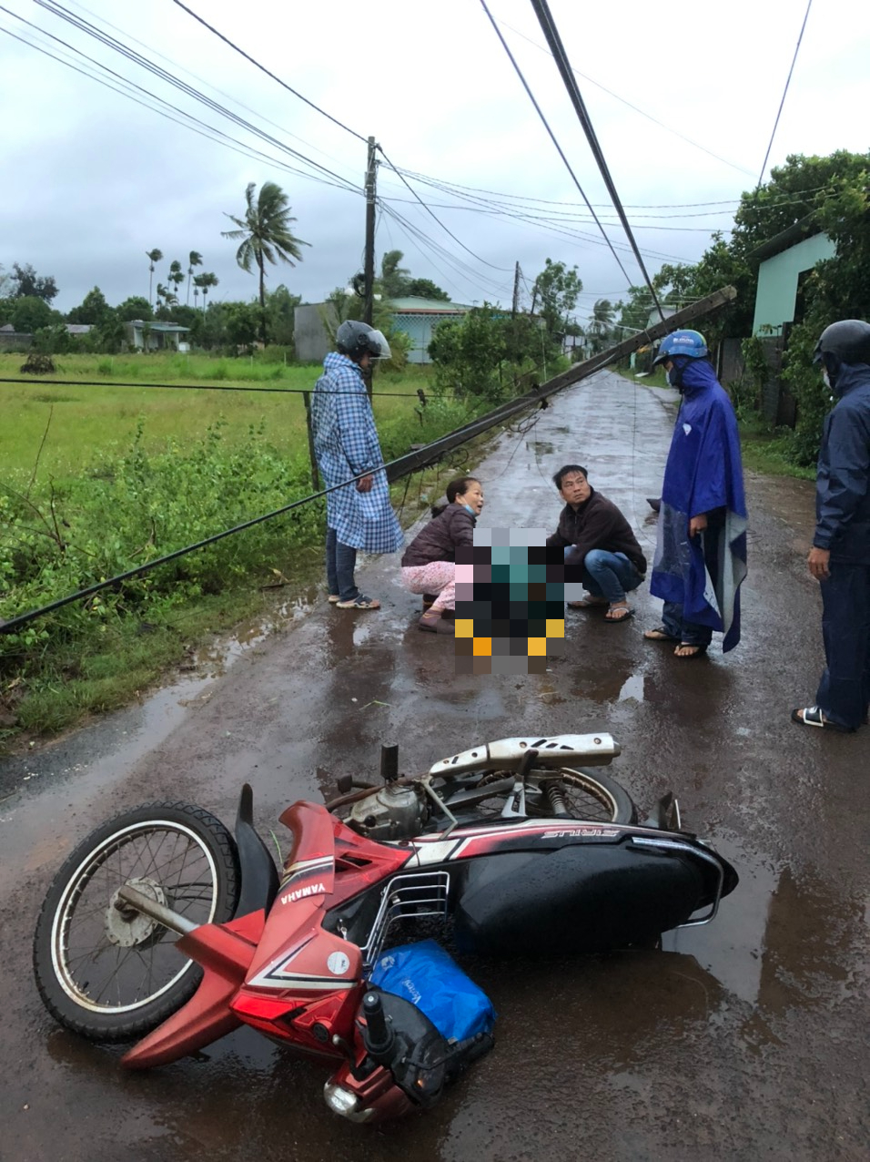 Trên đường đi làm, người phụ nữ tông trụ điện đổ nghiêng bên đường tử vong - Ảnh 1.