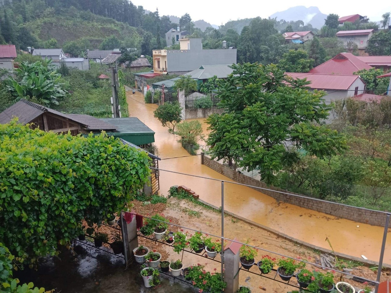 Mưa lũ đổ về, vùng cao Bắc Hà bị ngập nhiều nhà cửa, 1 trẻ em bị cuốn trôi mất tích - Ảnh 1.