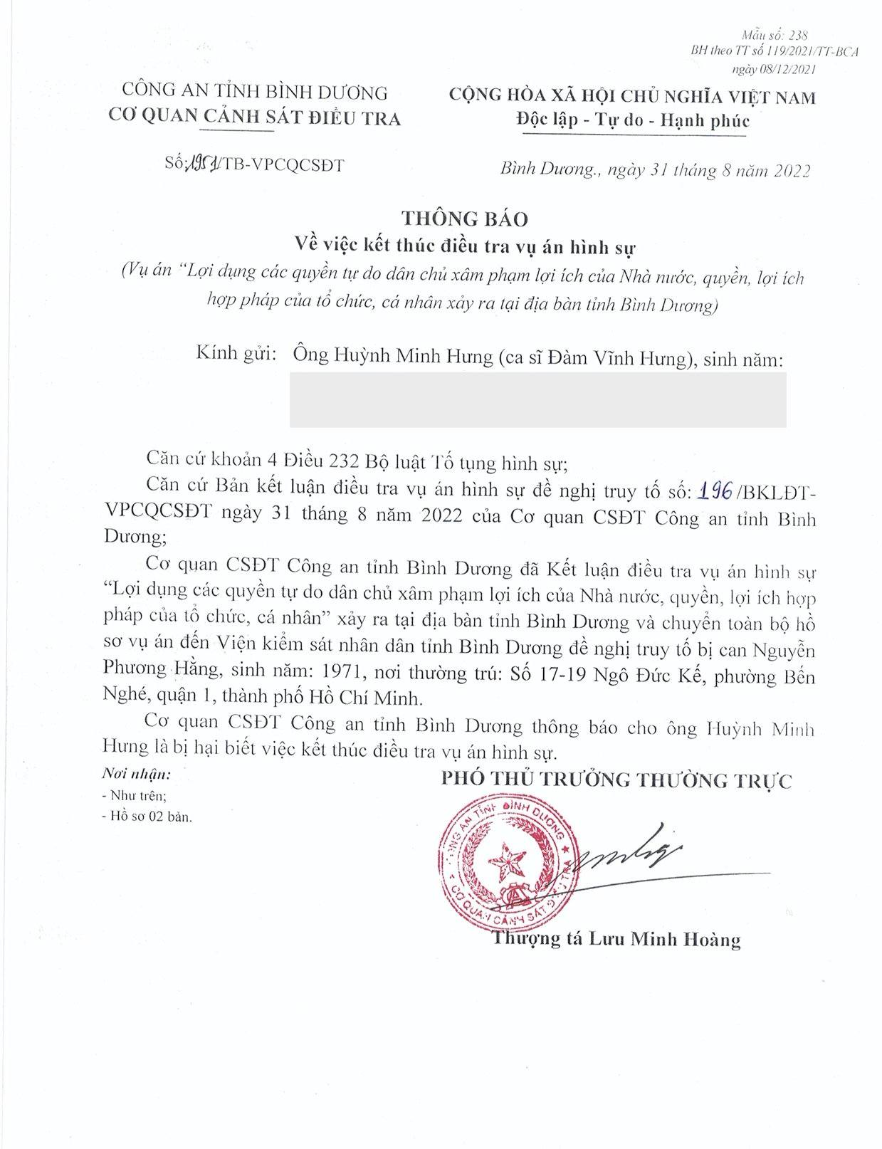 Đàm Vĩnh Hưng được xác định là Người bị hại, bà Phương Hằng bị đề nghị truy tố - Ảnh 2.