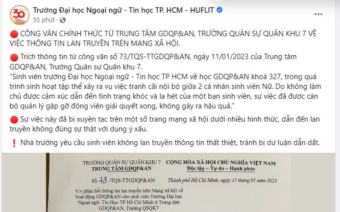 TP.HCM: Xôn xao thông tin nữ sinh viên bị hiếp dâm tập thể tại nơi học quân sự