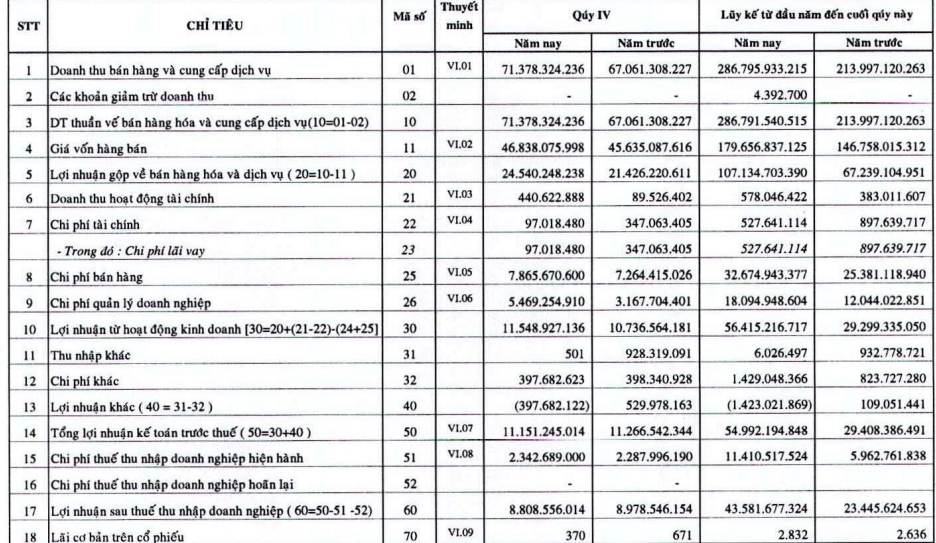 Gốm Mỹ Xuân (GMX) báo lãi cả năm tăng 86% lên 43,6 tỷ đồng - Ảnh 1.