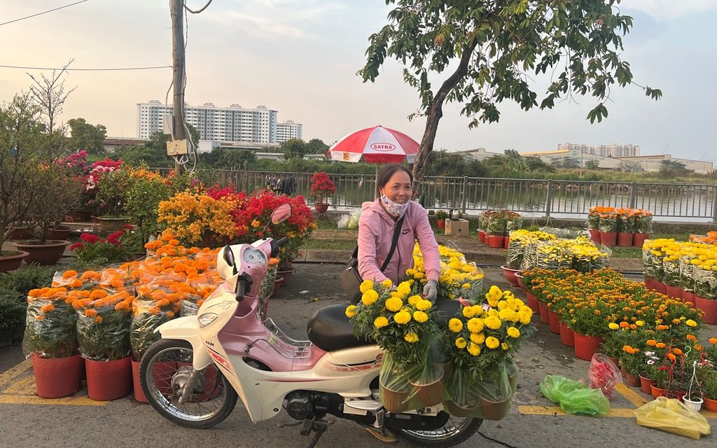 Có một chợ hoa Tết Sài Gòn: Người mua cười hết cỡ vì giá siêu rẻ, người bán không phải lo tiền thuê sạp