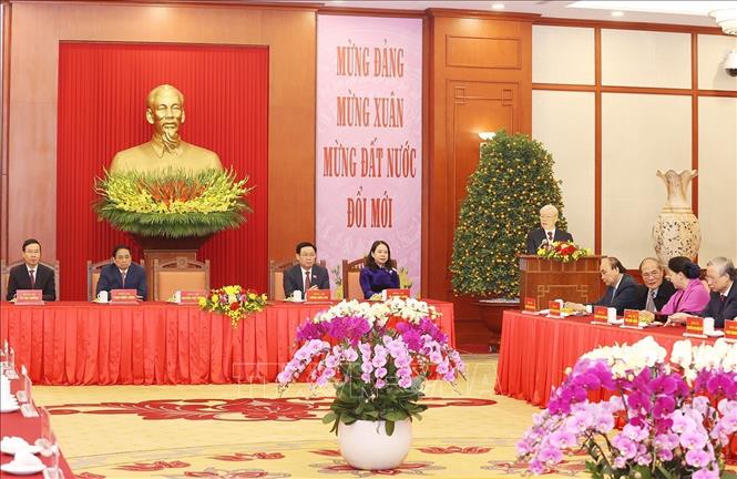 Tổng Bí thư Nguyễn Phú Trọng chúc Tết các lãnh đạo và nguyên lãnh đạo Đảng, Nhà nước - Ảnh 4.