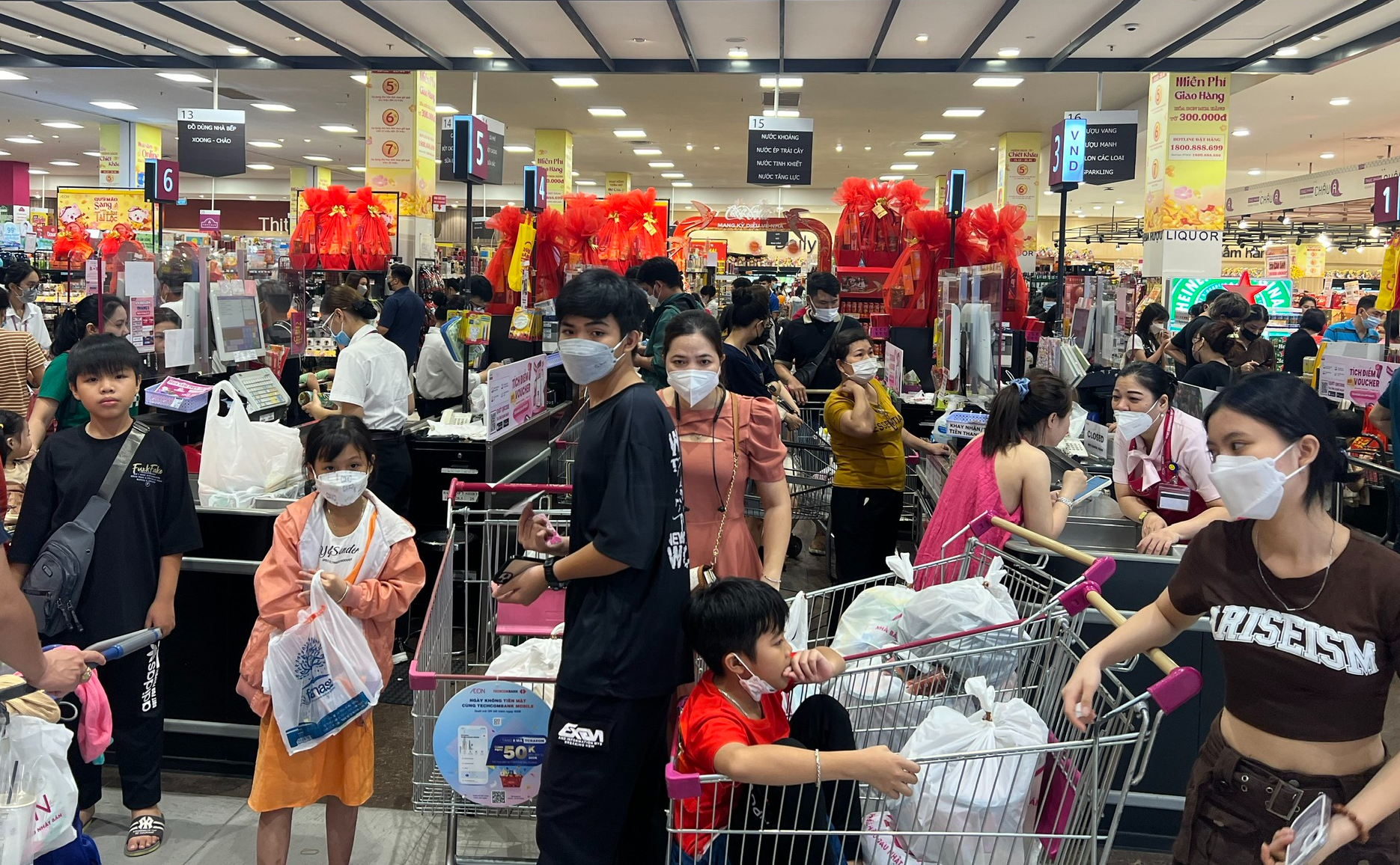 ẢNH: Người Sài Gòn mua sắm Tết, siêu thị chen chân không lọt - Ảnh 9.