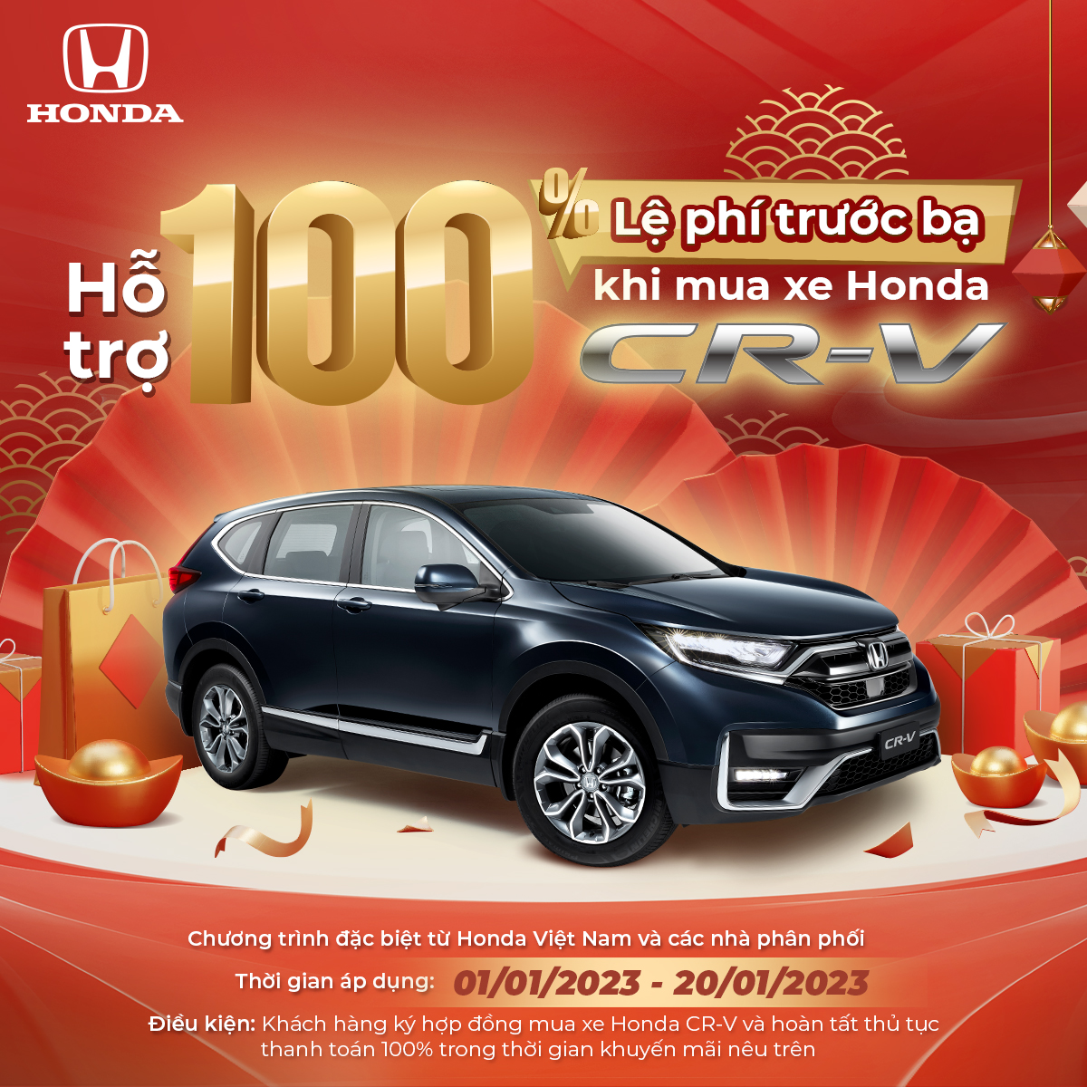 Honda CR-V ưu đãi 100% trước bạ, đại lý thêm khuyến mại 100 triệu đồng dọn kho - Ảnh 1.