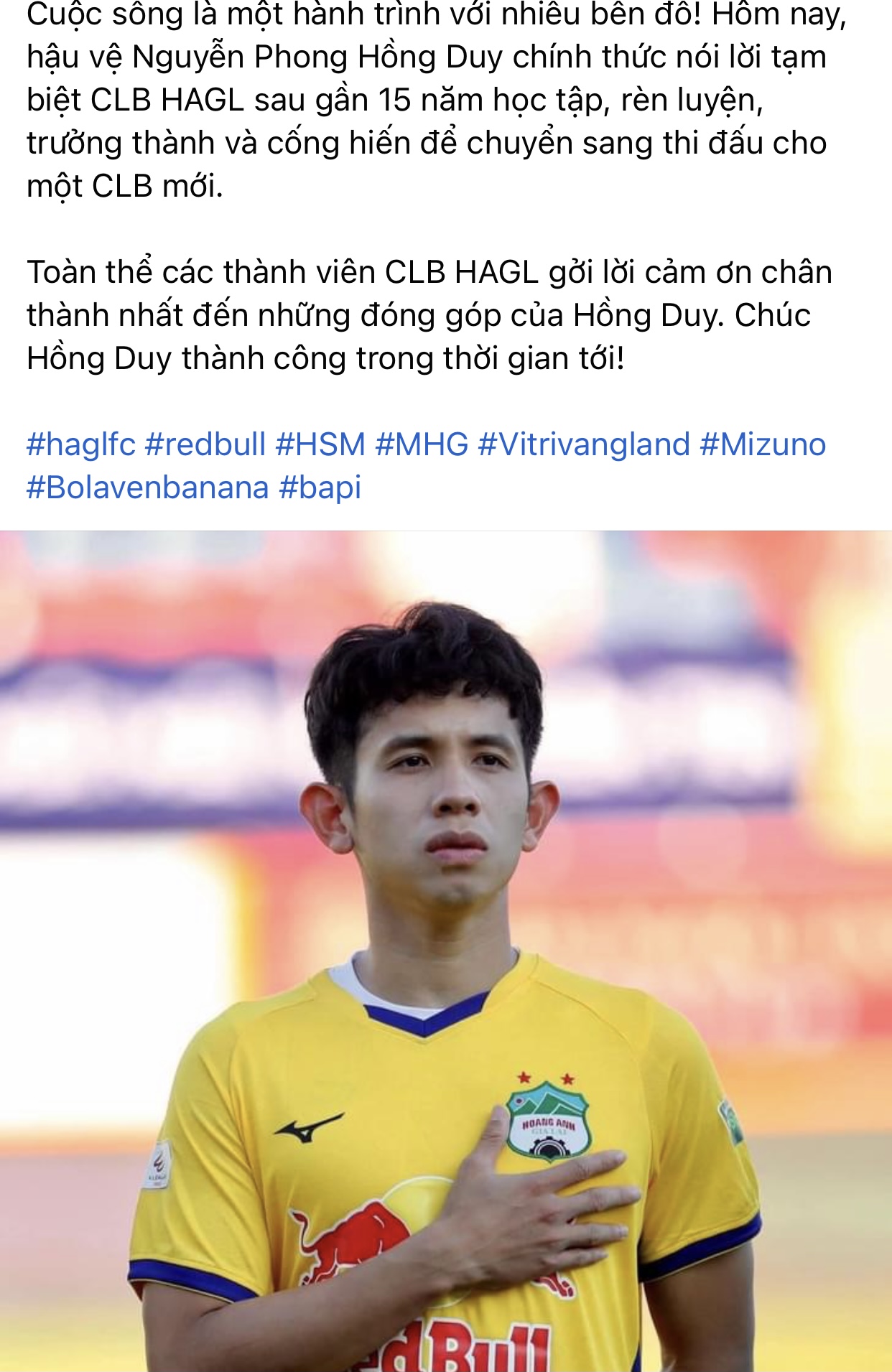 CLB HAGL chính thức chia tay hậu vệ Nguyễn Phong Hồng Duy - Ảnh 1.