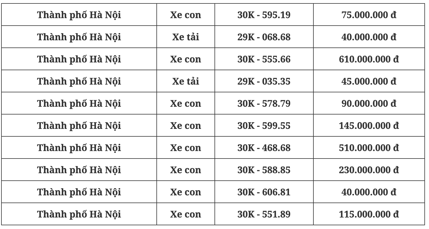 Ngỡ ngàng đấu giá 345 biển số xe ngày 11/10: Không còn giá tiền tỷ, cao nhất chỉ 610 triệu đồng - Ảnh 1.