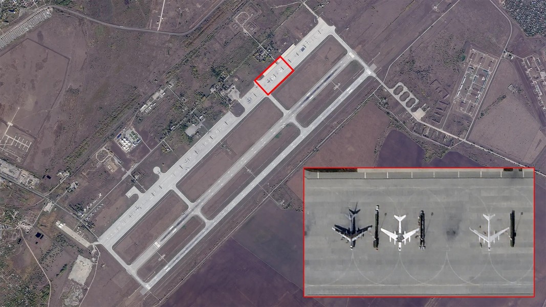 Nga vẽ hình oanh tạc cơ Tu-95MS lên đường băng để dẫn dụ UAV tự sát - Ảnh 1.