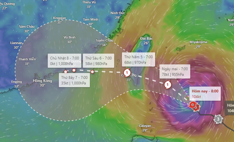 Tin bão mới nhất: Bão Koinu đang đạt cường độ rất mạnh, sắp vào biển Đông trở thành bão số 4 - Ảnh 1.