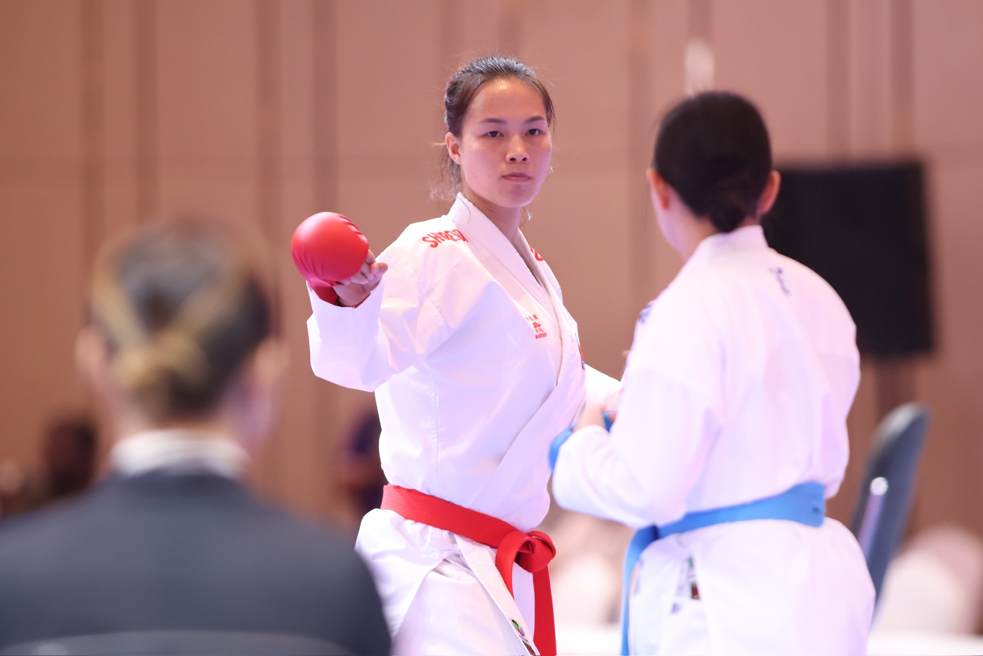 Nữ võ sĩ karate Đinh Thị Hương nén chấn thương &quot;ngược dòng&quot; giành HCĐ ASIAD 2023 - Ảnh 1.
