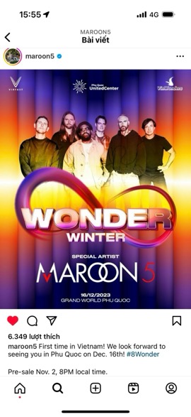 Giá vé hấp dẫn của siêu nhạc hội 8Wonder - nơi Maroon 5 vừa hẹn gặp fan tại Phú Quốc - Ảnh 2.